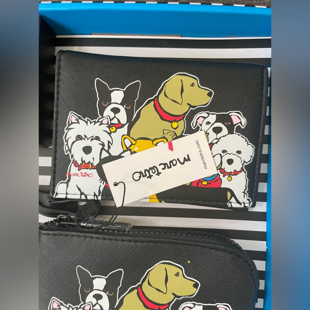 MARC TETRO Dog Print Set Coin Purse, Passport Case, Luggage Tag & Cardholder - Picture 8 of 9